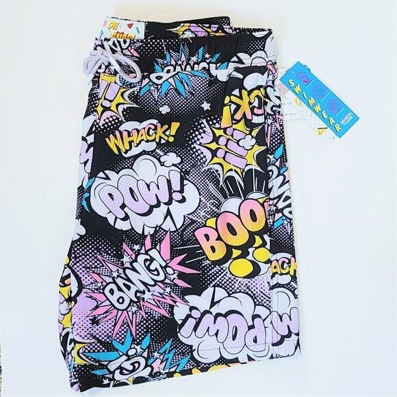 NWT OH SNAP! Exploded Comic Print Swim Shorts - Picture 3 of 4